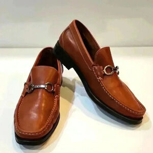 Sandrino Cordoba Men's Brown Leather Bit Loafers - Size 11D